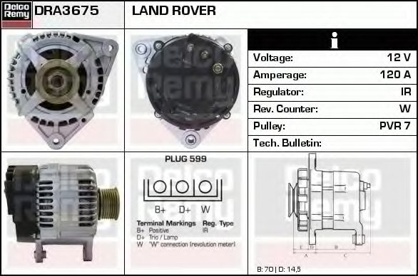 Imagine Generator / Alternator DELCO REMY DRA3675