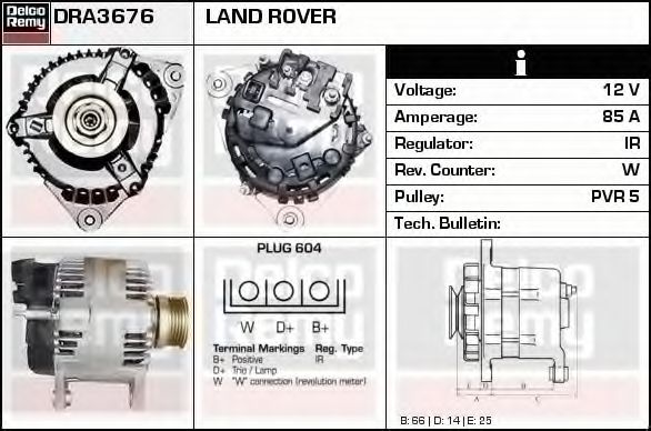 Imagine Generator / Alternator DELCO REMY DRA3676