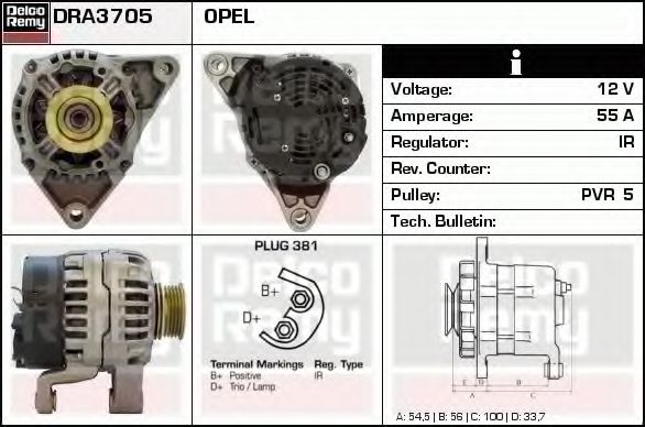 Imagine Generator / Alternator DELCO REMY DRA3705