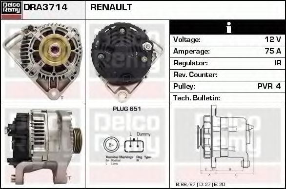 Imagine Generator / Alternator DELCO REMY DRA3714