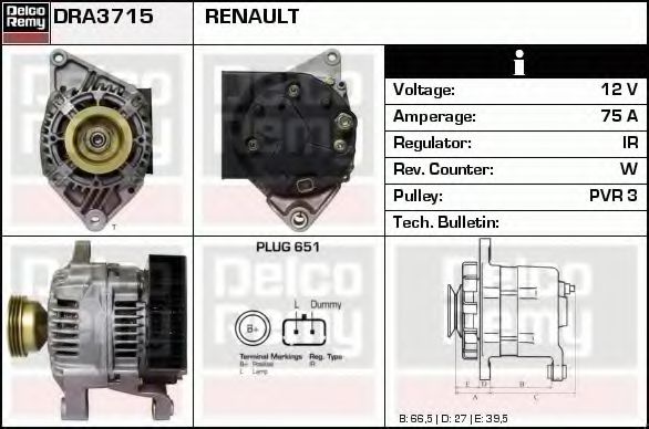 Imagine Generator / Alternator DELCO REMY DRA3715