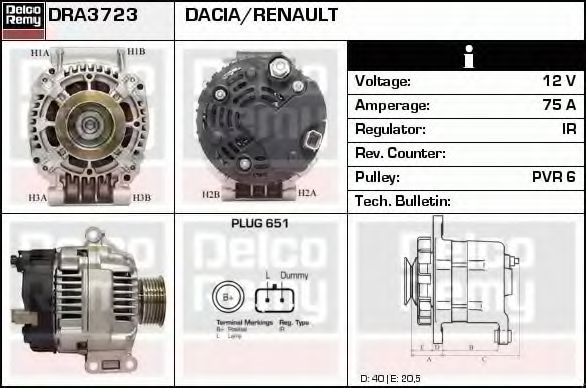Imagine Generator / Alternator DELCO REMY DRA3723