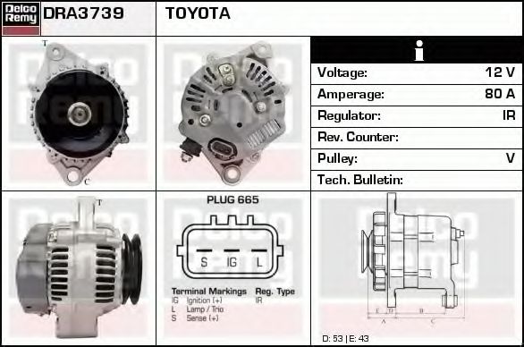 Imagine Generator / Alternator DELCO REMY DRA3739