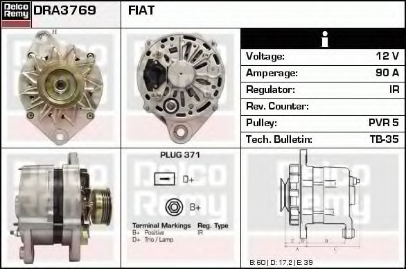 Imagine Generator / Alternator DELCO REMY DRA3769