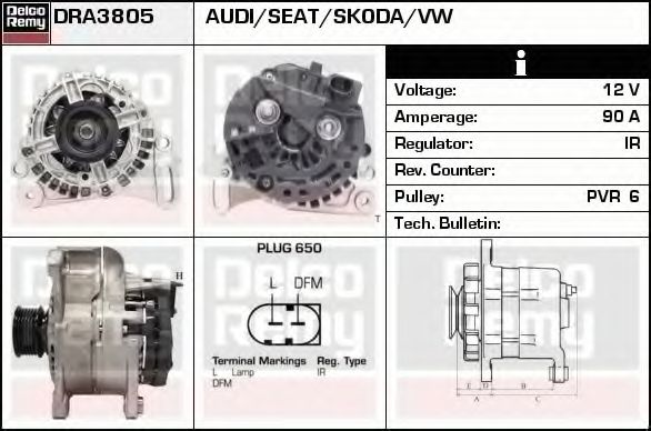 Imagine Generator / Alternator DELCO REMY DRA3805