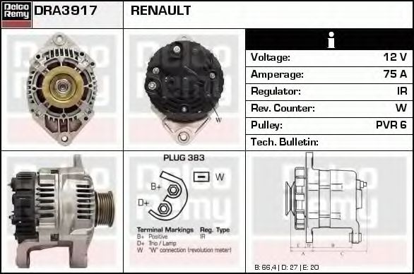 Imagine Generator / Alternator DELCO REMY DRA3917