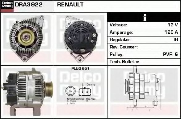 Imagine Generator / Alternator DELCO REMY DRA3922