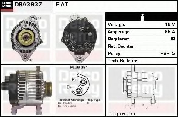 Imagine Generator / Alternator DELCO REMY DRA3937