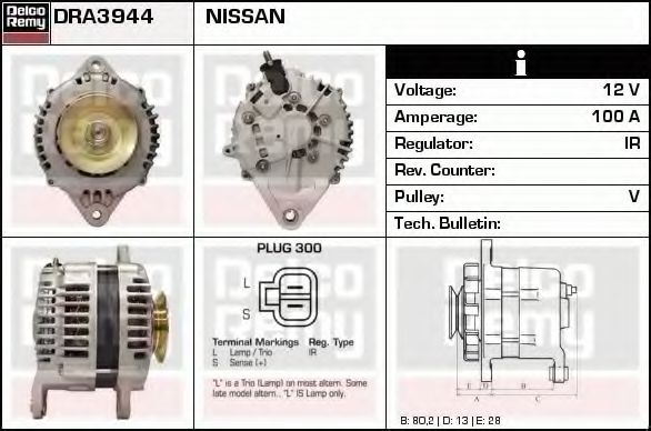 Imagine Generator / Alternator DELCO REMY DRA3944