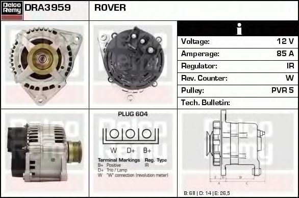 Imagine Generator / Alternator DELCO REMY DRA3959