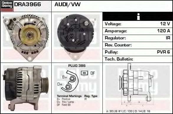 Imagine Generator / Alternator DELCO REMY DRA3966