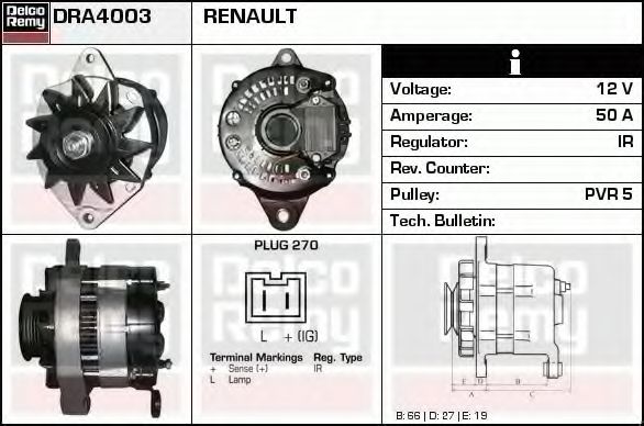 Imagine Generator / Alternator DELCO REMY DRA4003