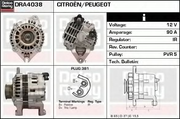 Imagine Generator / Alternator DELCO REMY DRA4038