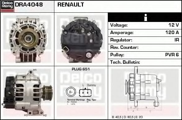 Imagine Generator / Alternator DELCO REMY DRA4048