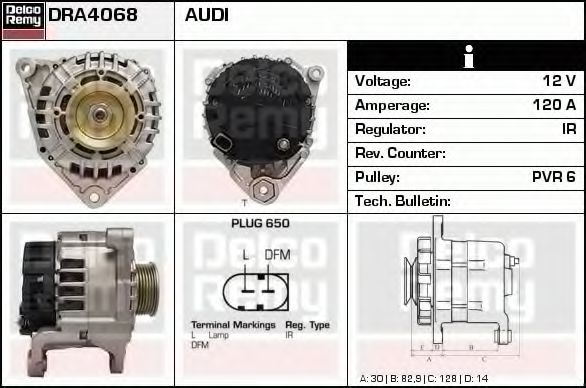 Imagine Generator / Alternator DELCO REMY DRA4068