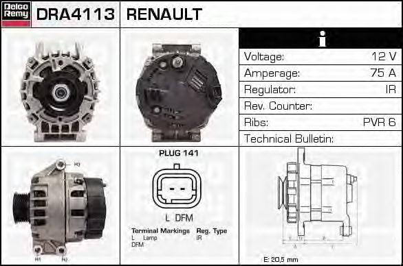 Imagine Generator / Alternator DELCO REMY DRA4113
