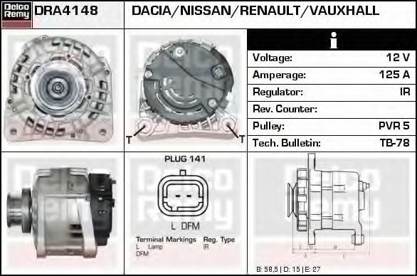 Imagine Generator / Alternator DELCO REMY DRA4148