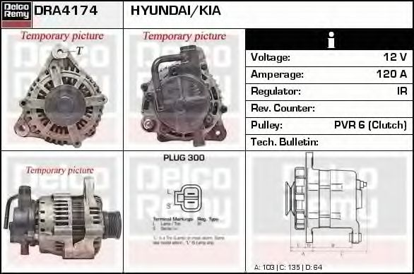 Imagine Generator / Alternator DELCO REMY DRA4174