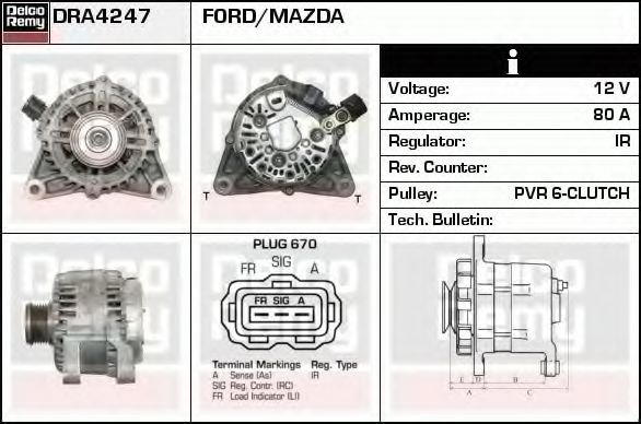 Imagine Generator / Alternator DELCO REMY DRA4247