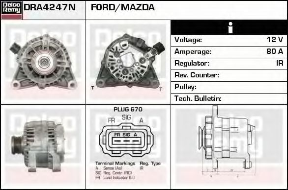 Imagine Generator / Alternator DELCO REMY DRA4247N