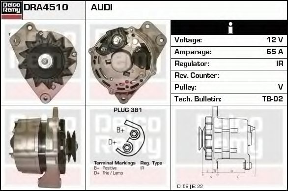 Imagine Generator / Alternator DELCO REMY DRA4510