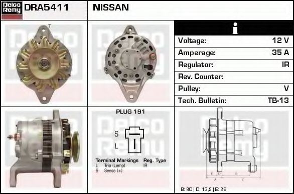 Imagine Generator / Alternator DELCO REMY DRA5411