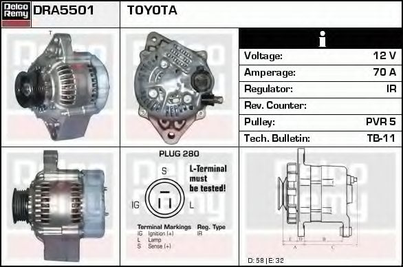 Imagine Generator / Alternator DELCO REMY DRA5501