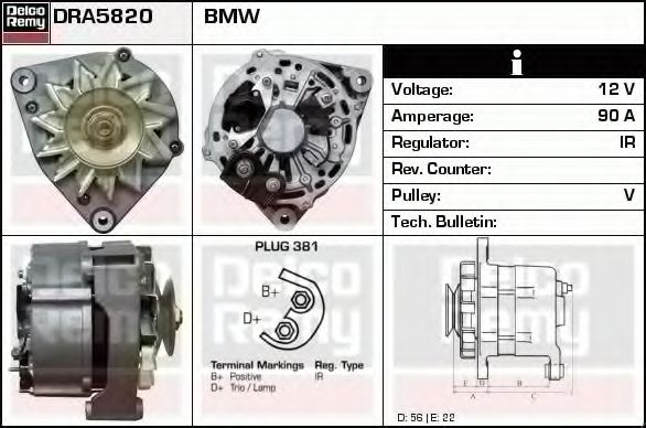 Imagine Generator / Alternator DELCO REMY DRA5820