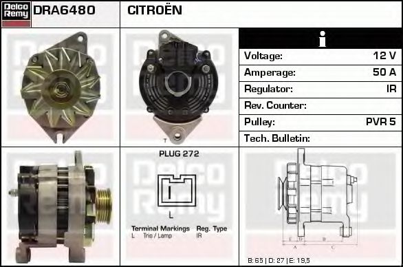 Imagine Generator / Alternator DELCO REMY DRA6480