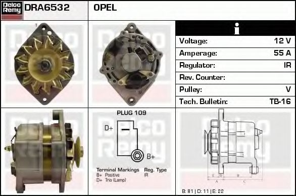 Imagine Generator / Alternator DELCO REMY DRA6532