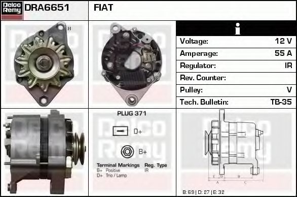 Imagine Generator / Alternator DELCO REMY DRA6651