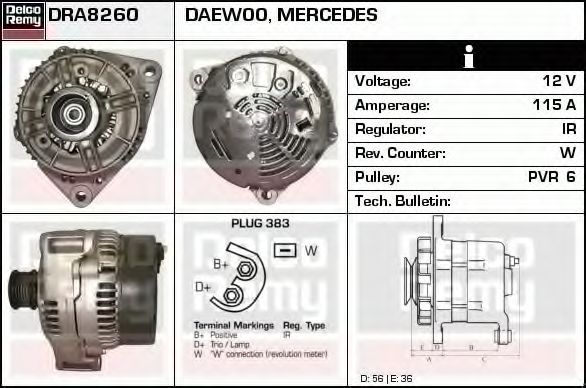 Imagine Generator / Alternator DELCO REMY DRA8260