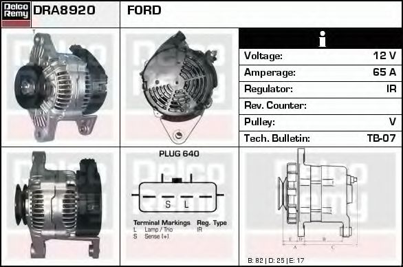 Imagine Generator / Alternator DELCO REMY DRA8920