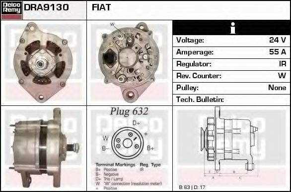 Imagine Generator / Alternator DELCO REMY DRA9130