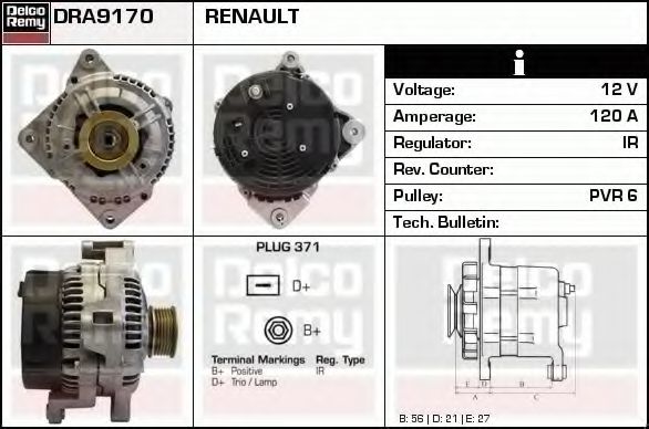 Imagine Generator / Alternator DELCO REMY DRA9170