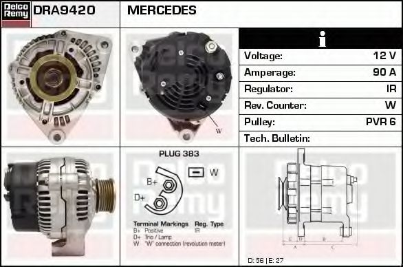 Imagine Generator / Alternator DELCO REMY DRA9420