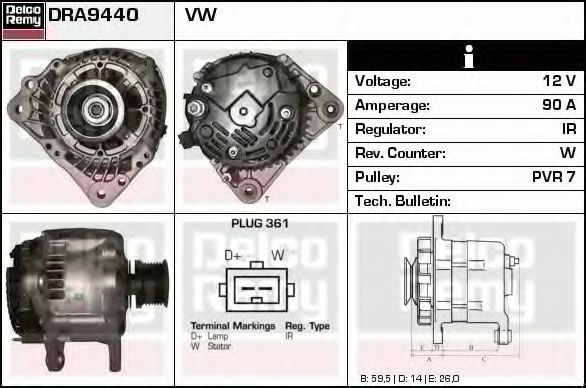 Imagine Generator / Alternator DELCO REMY DRA9440