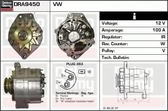 Imagine Generator / Alternator DELCO REMY DRA9450