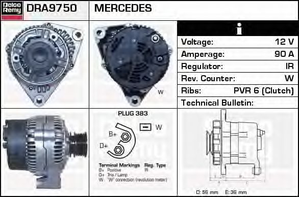 Imagine Generator / Alternator DELCO REMY DRA9750