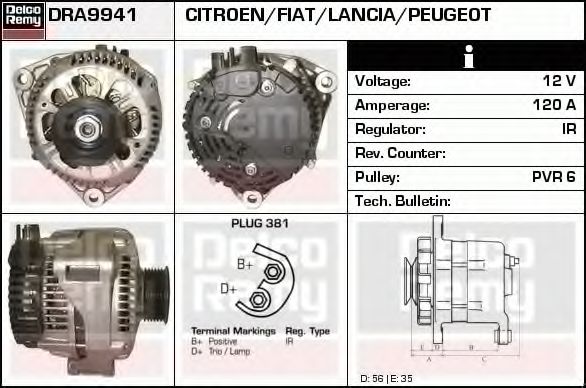 Imagine Generator / Alternator DELCO REMY DRA9941