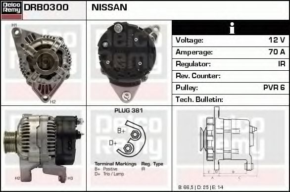 Imagine Generator / Alternator DELCO REMY DRB0300