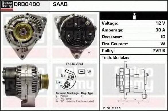 Imagine Generator / Alternator DELCO REMY DRB0400