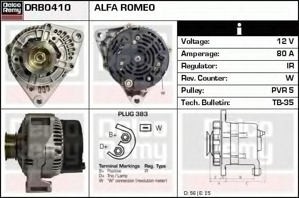 Imagine Generator / Alternator DELCO REMY DRB0410