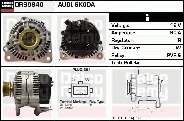 Imagine Generator / Alternator DELCO REMY DRB0940