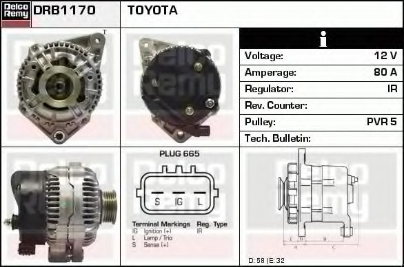 Imagine Generator / Alternator DELCO REMY DRB1170