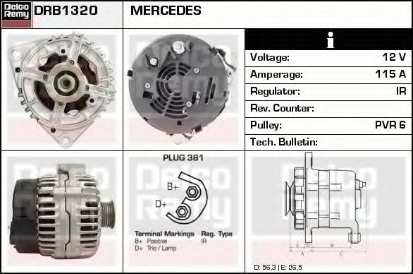 Imagine Generator / Alternator DELCO REMY DRB1320