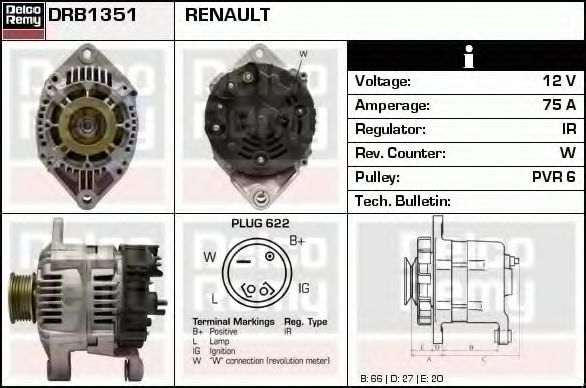 Imagine Generator / Alternator DELCO REMY DRB1351