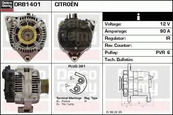 Imagine Generator / Alternator DELCO REMY DRB1401