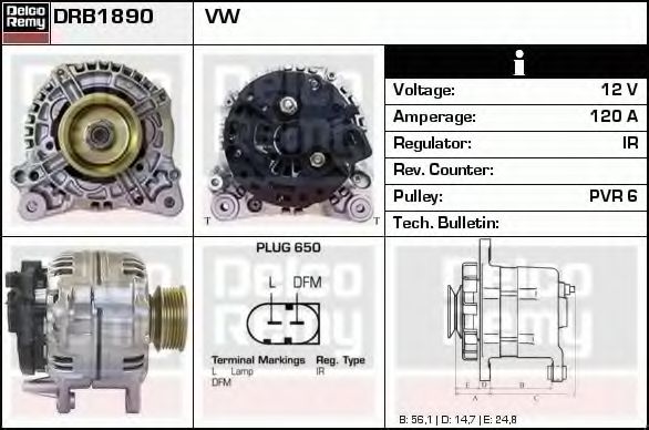 Imagine Generator / Alternator DELCO REMY DRB1890