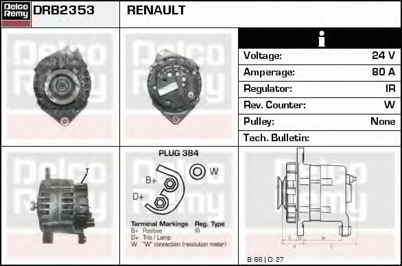 Imagine Generator / Alternator DELCO REMY DRB2353